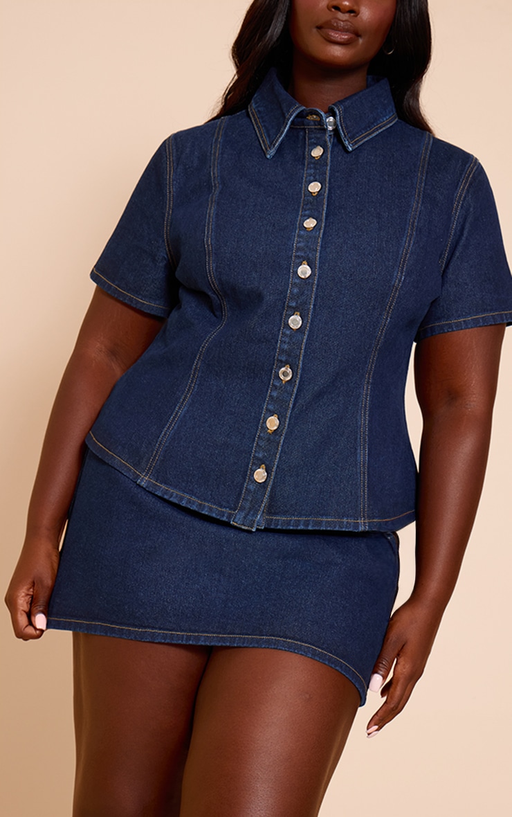Plus Indigo Denim Mini Skirt image 2
