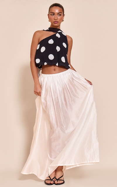 Cream Sheer Chiffon Maxi Skirt