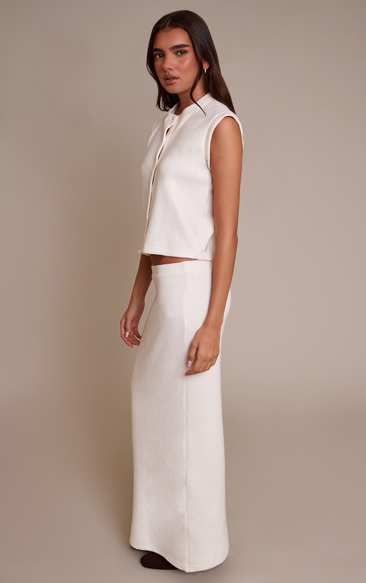 Cream Soft Brushed Chunky Rib Maxi Skirt image 2