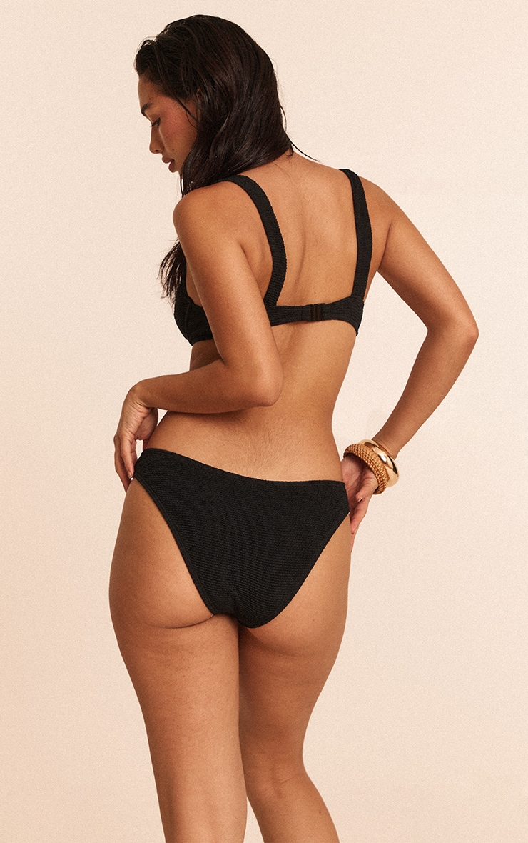 Black Mini Crinkle Tanga Bikini Bottoms image 2
