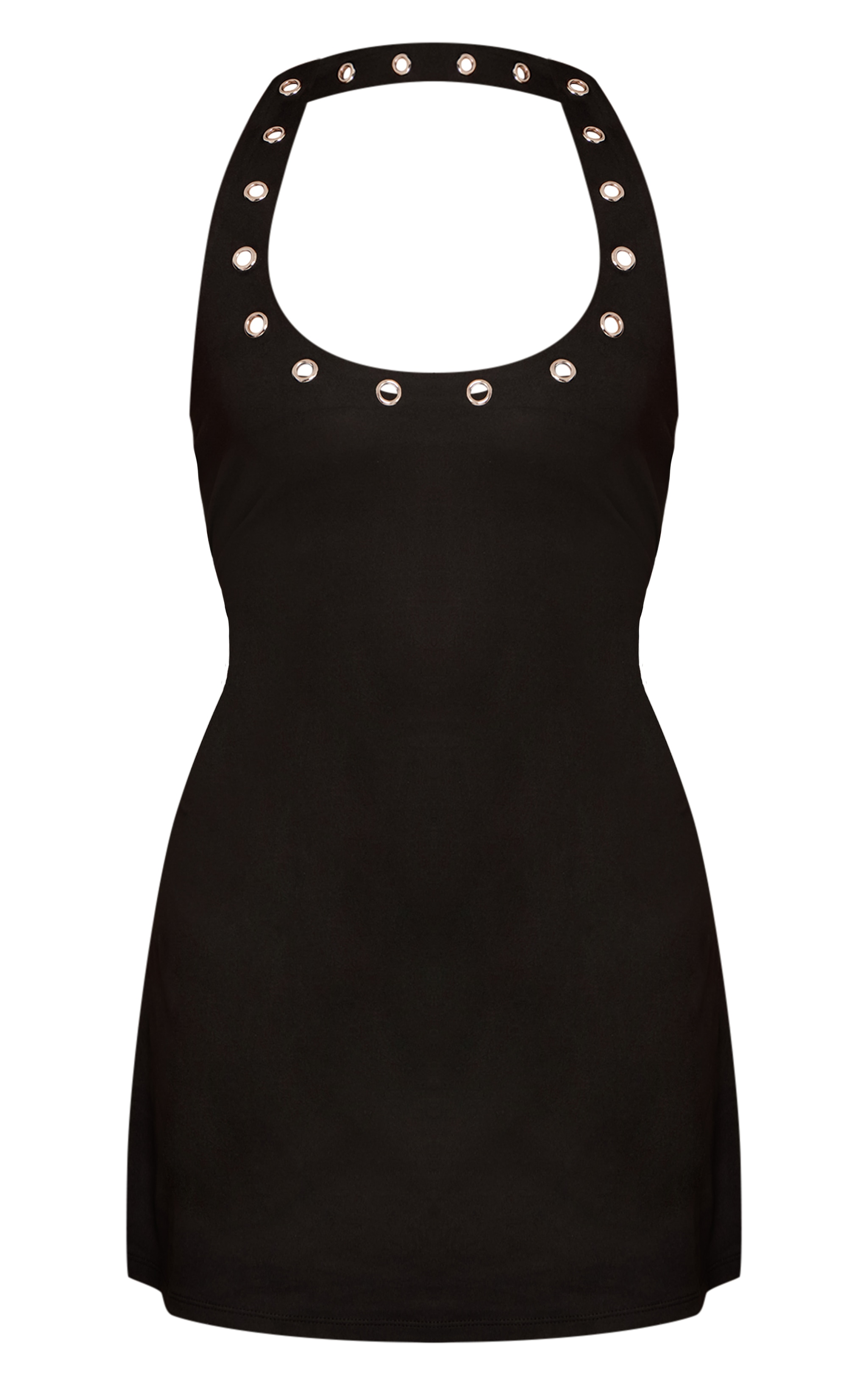Black Soft Touch Eyelet Detail Mini Dress image 5