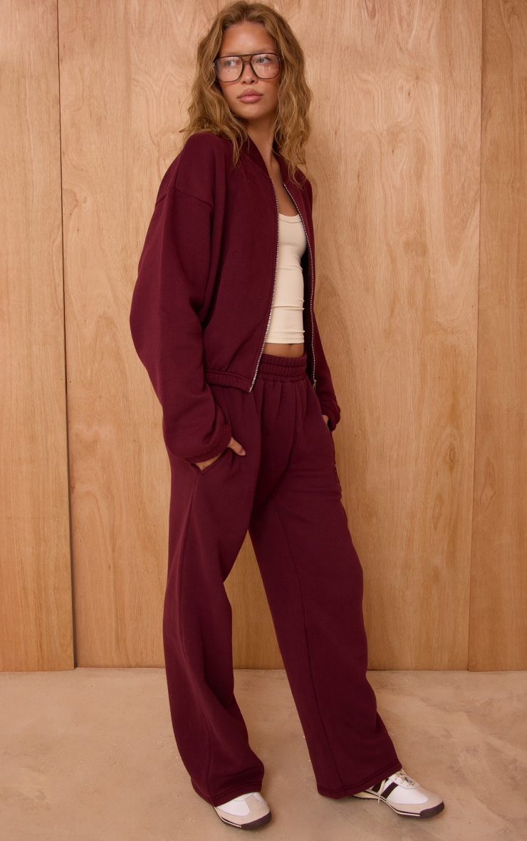 Wine PLT Embossed Wide Leg Sweatpants image 1