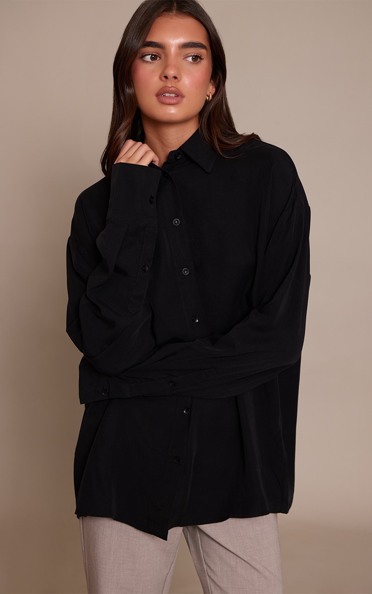 Black Tencel Oversized Shirt image 1