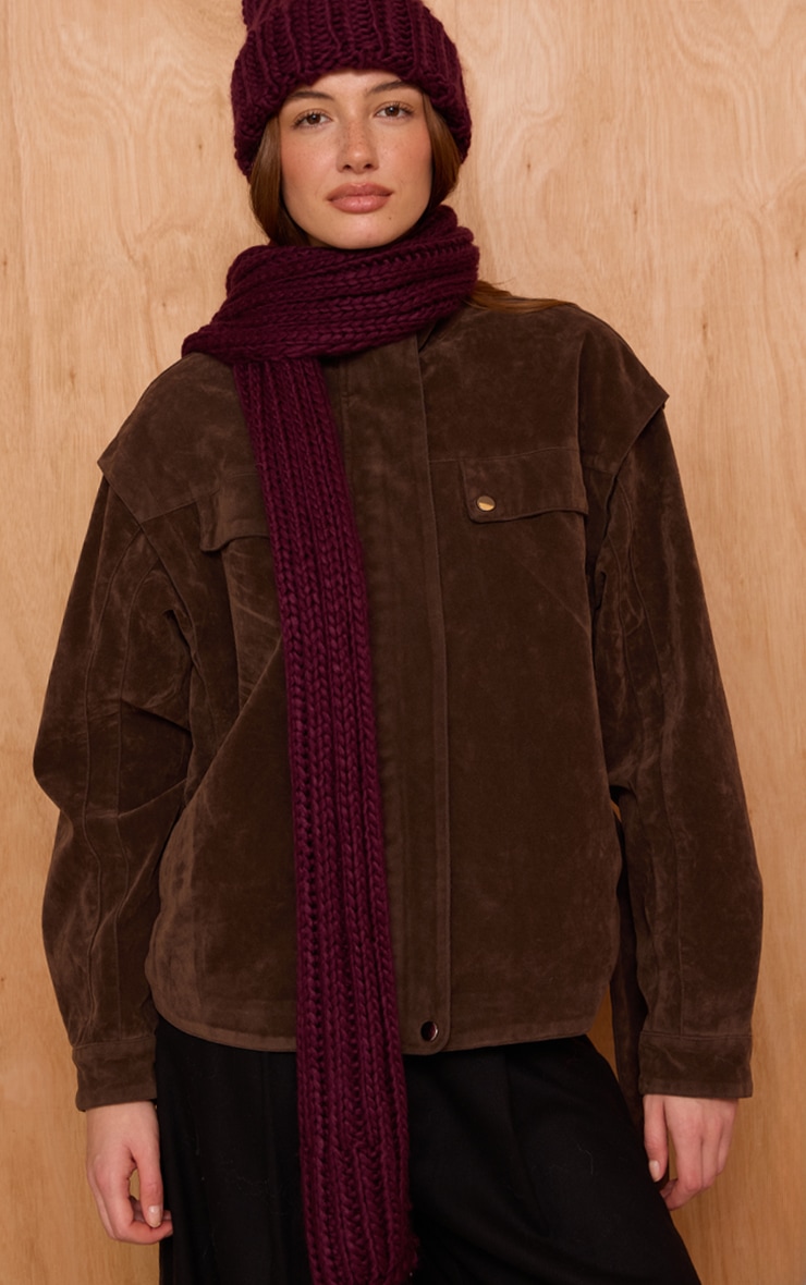 Plum Chunky Knit Scarf image 1