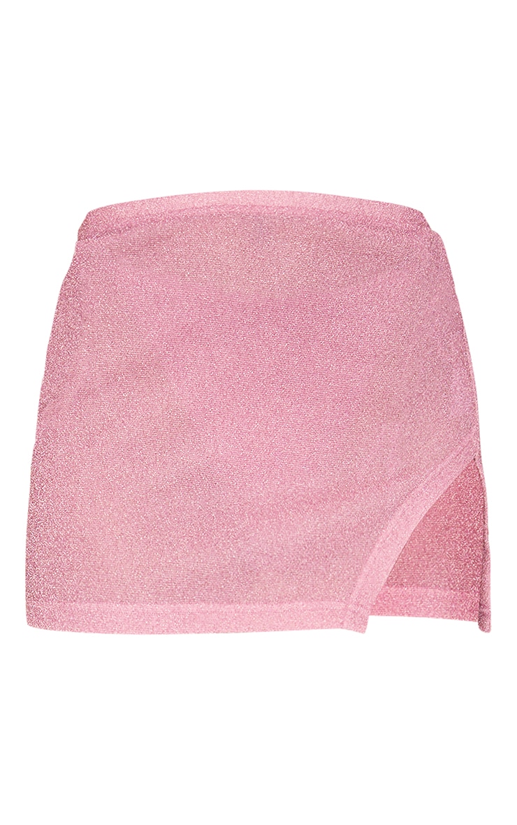 Baby Pink Glitter Split Mini Beach Skirt image 1