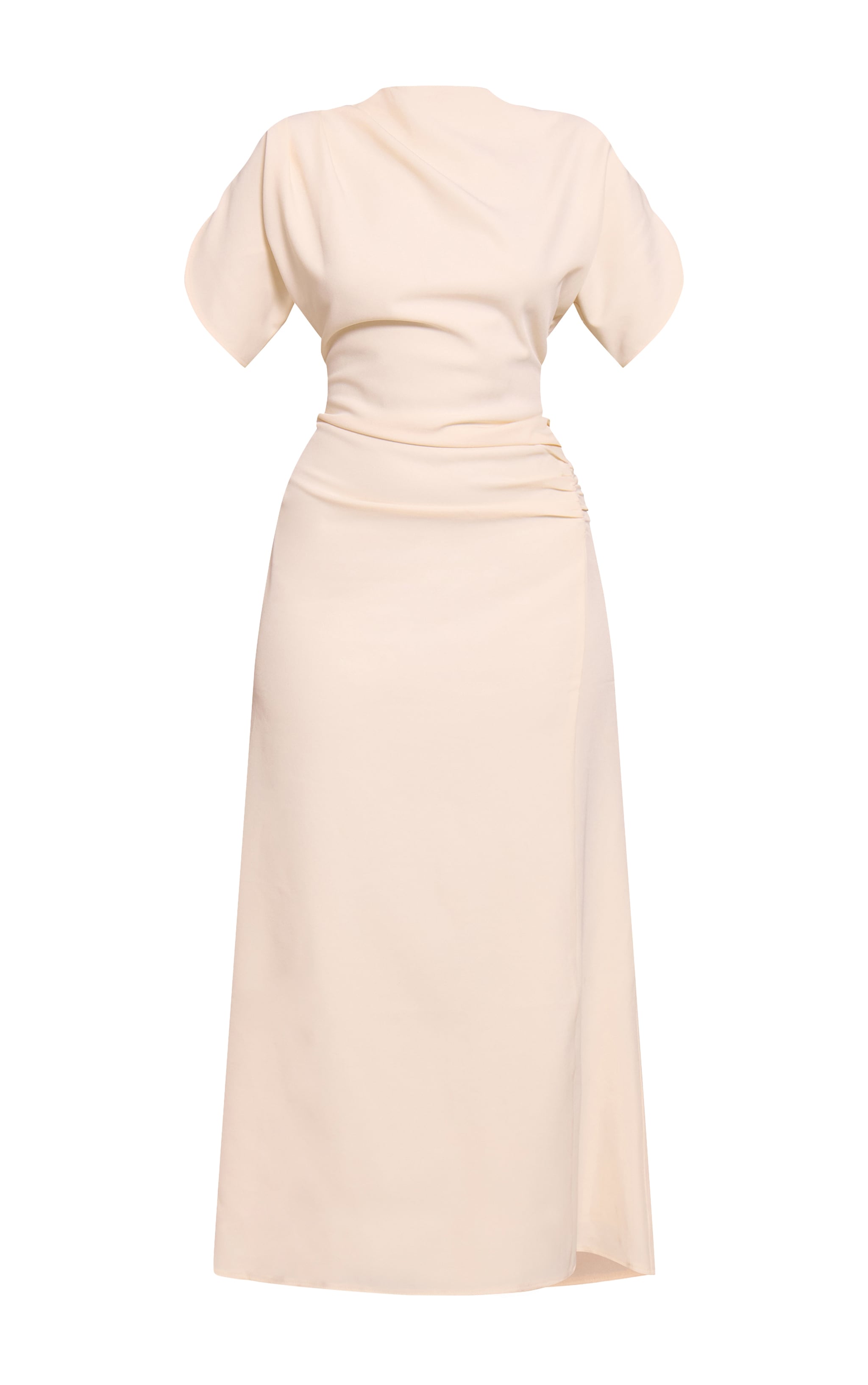 Cream Short Sleeve Woven Maxi Dress image 5