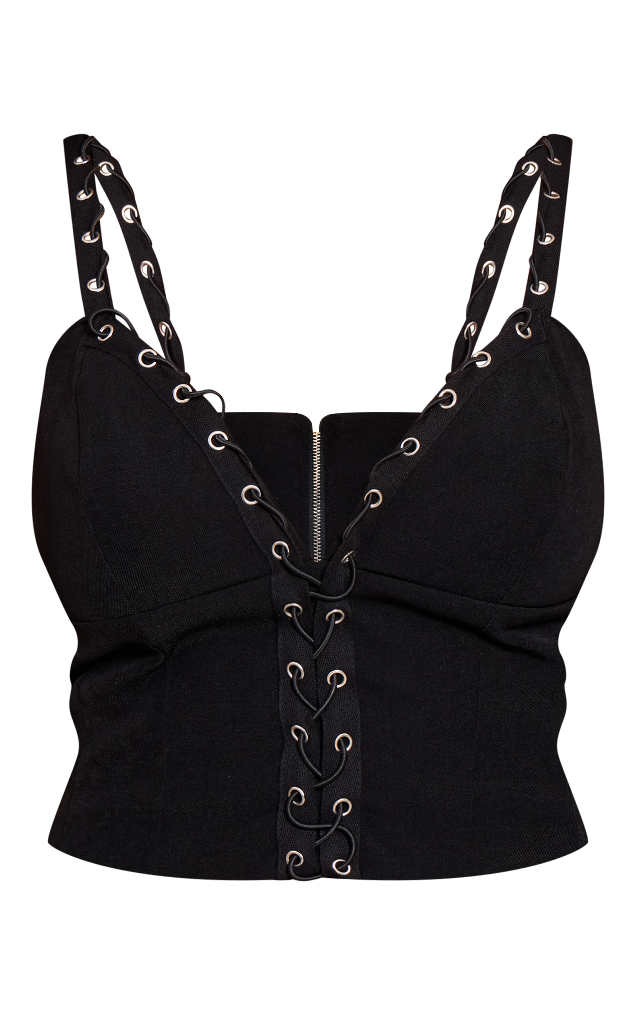 Shape Black Woven Plunge Lace Up Detail Corset image 5
