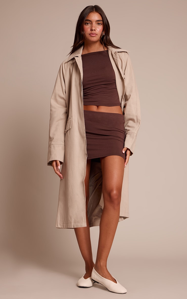 Top en jersey couleur cappuccino dos nu et manches longues image 3