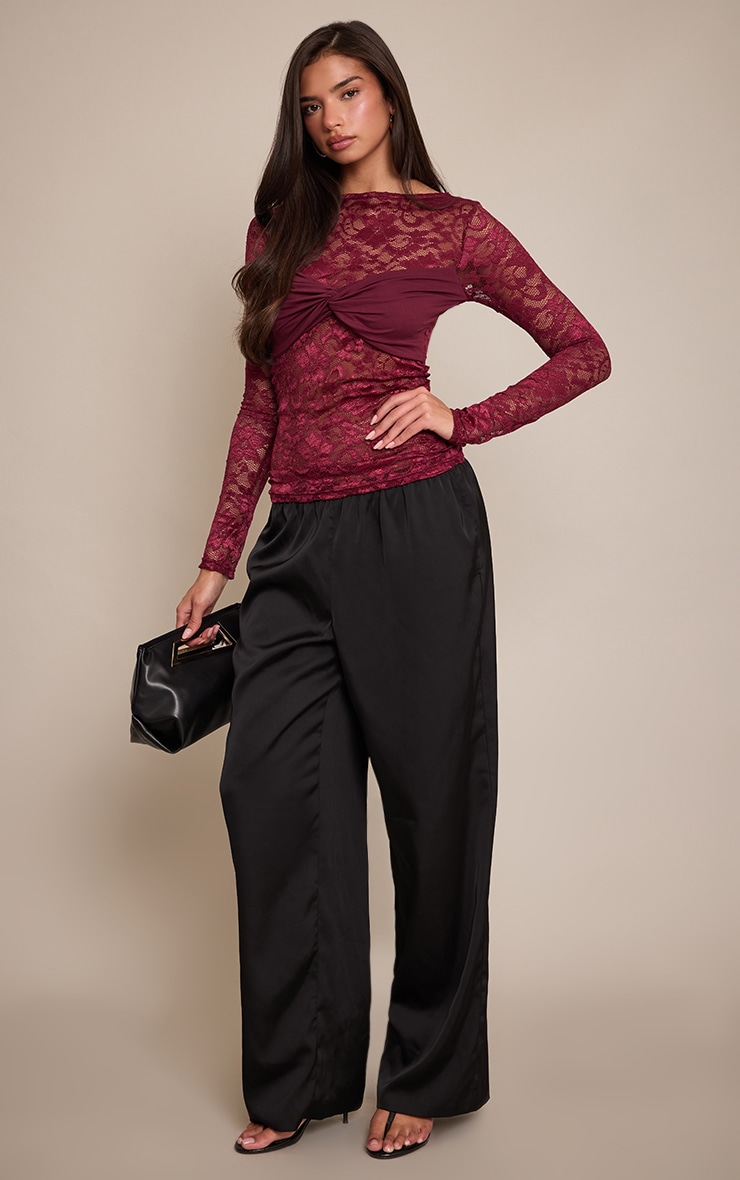 Plum Bust Detail Lace Long Top  image 3