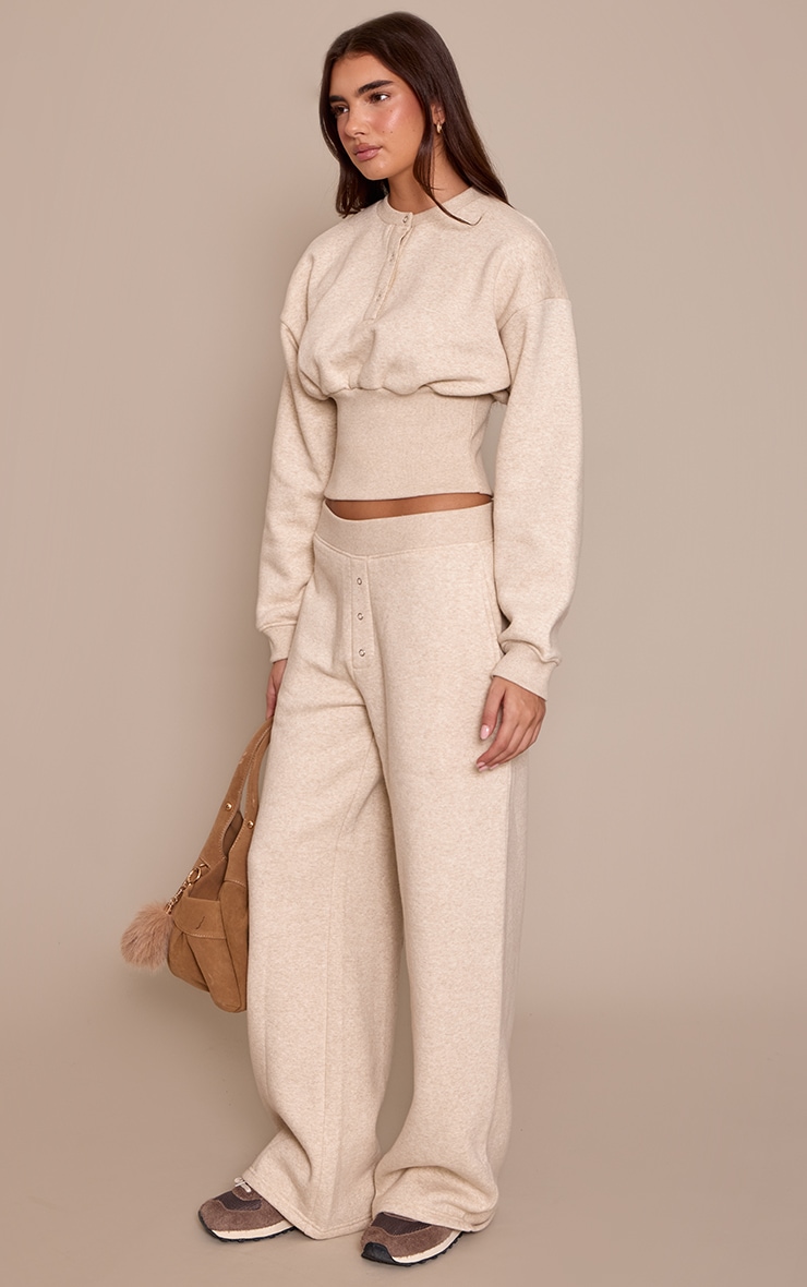 Oatmeal Marl High Waist Straight Leg Joggers image 2