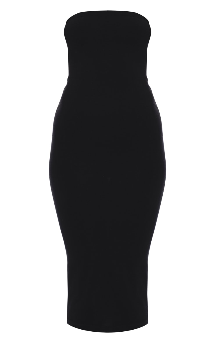 Black Basic Cotton Bandeau Midaxi Dress image 3