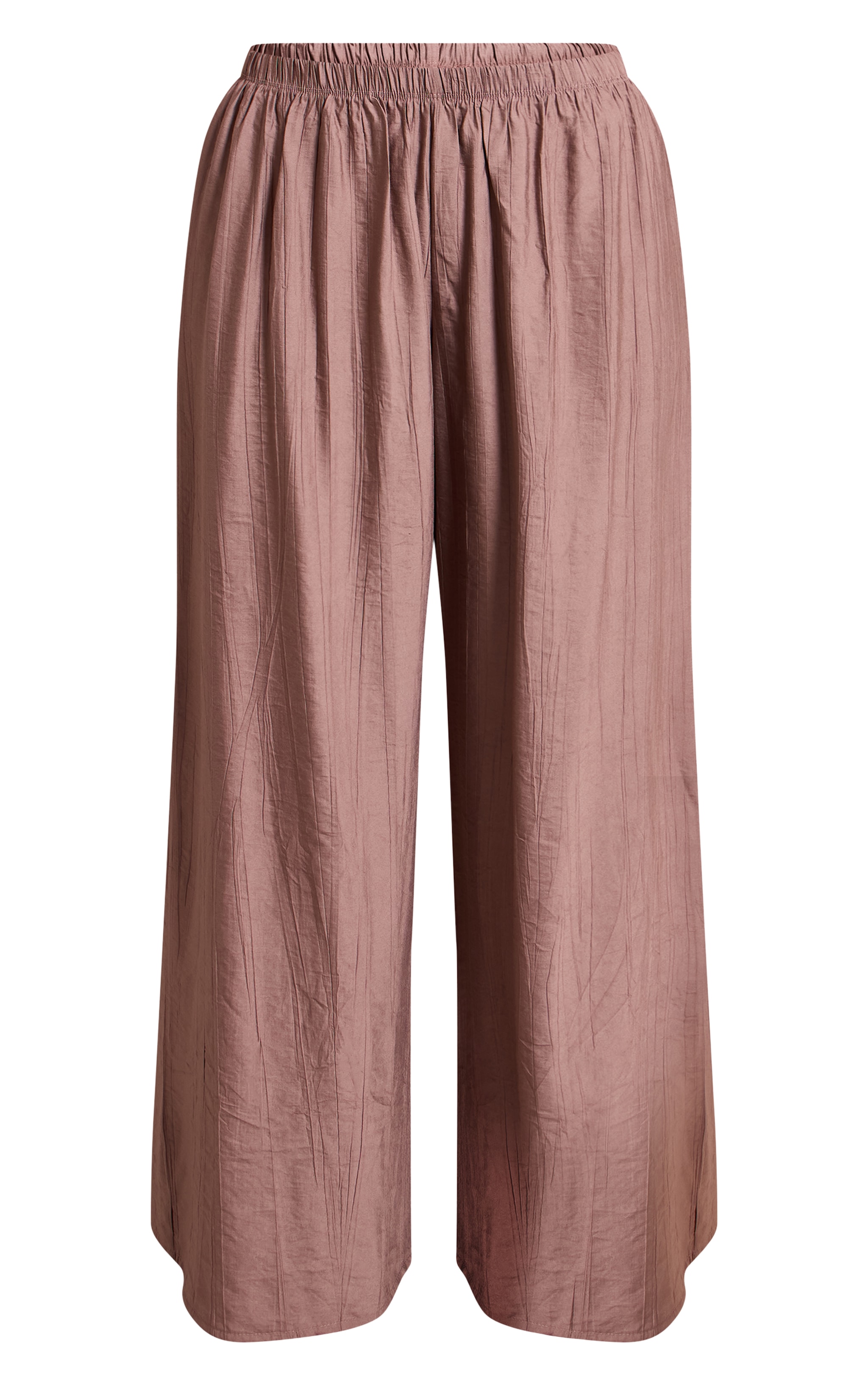 Petite Taupe Crinkle Elasticated Waist Pants image 5