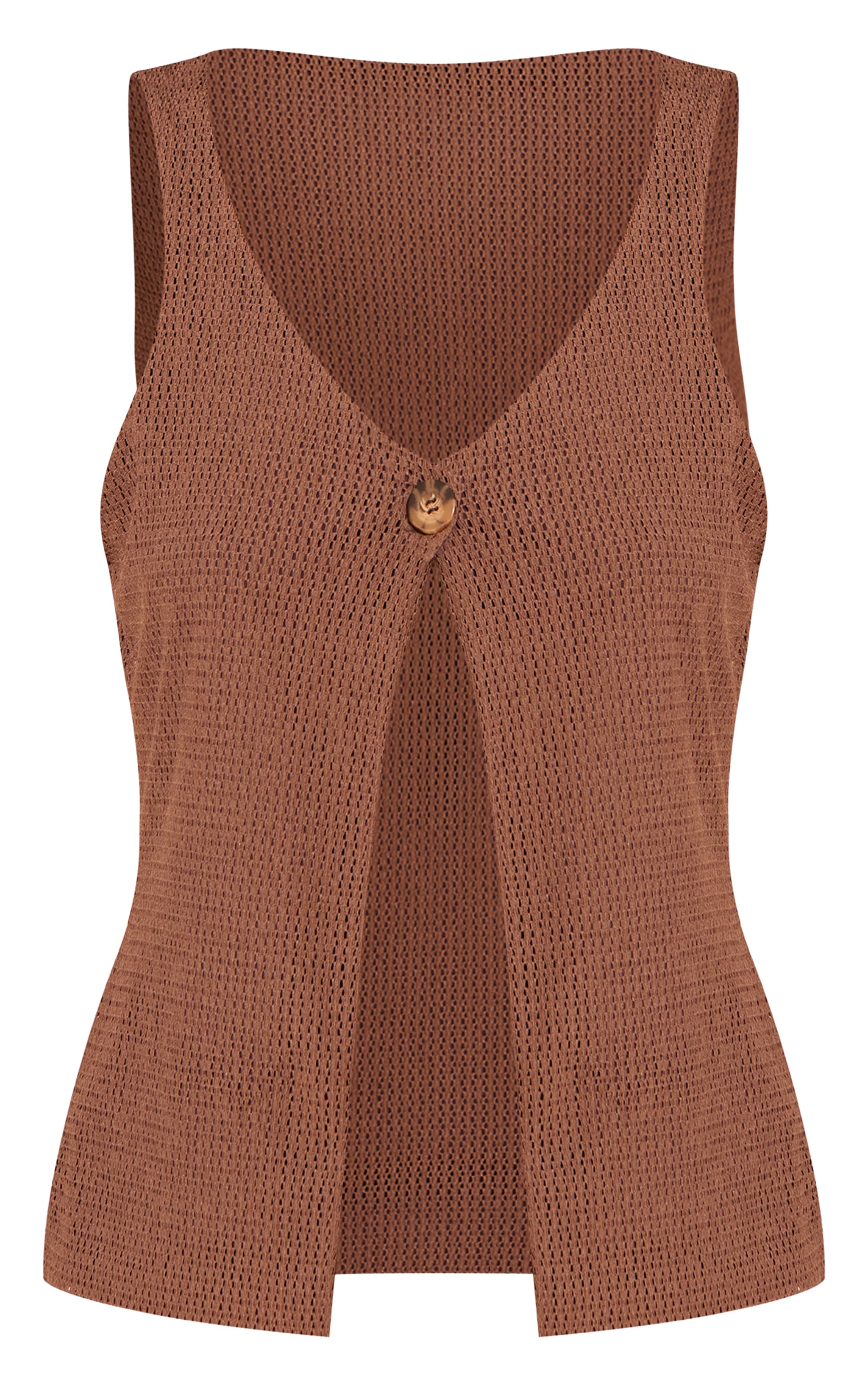 Tall Chocolate Textured Split Hem Waistcoat image 5