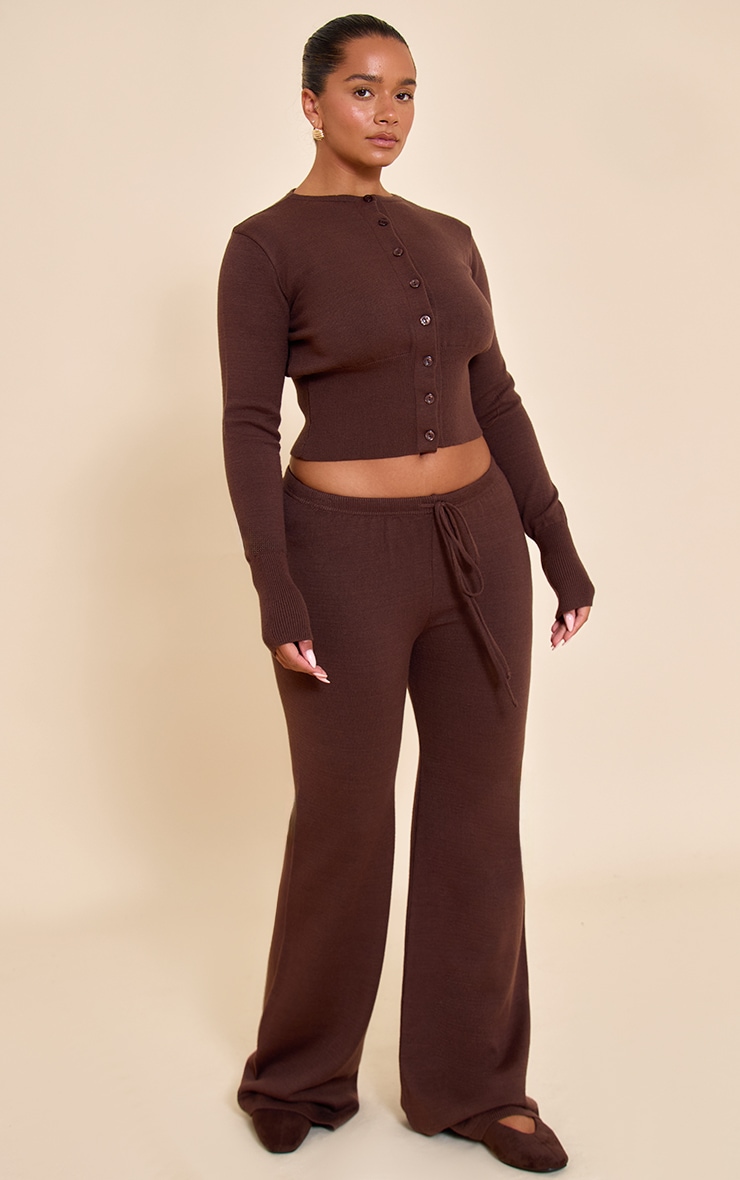 Shape Pantalon en maille tricot chocolat noué image 2