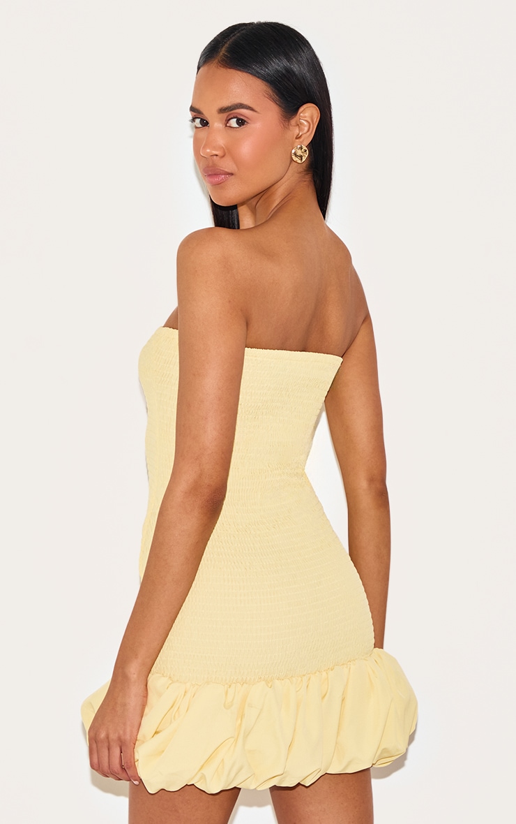 Lemon Shirred Bandeau Bodycon Dress image 2