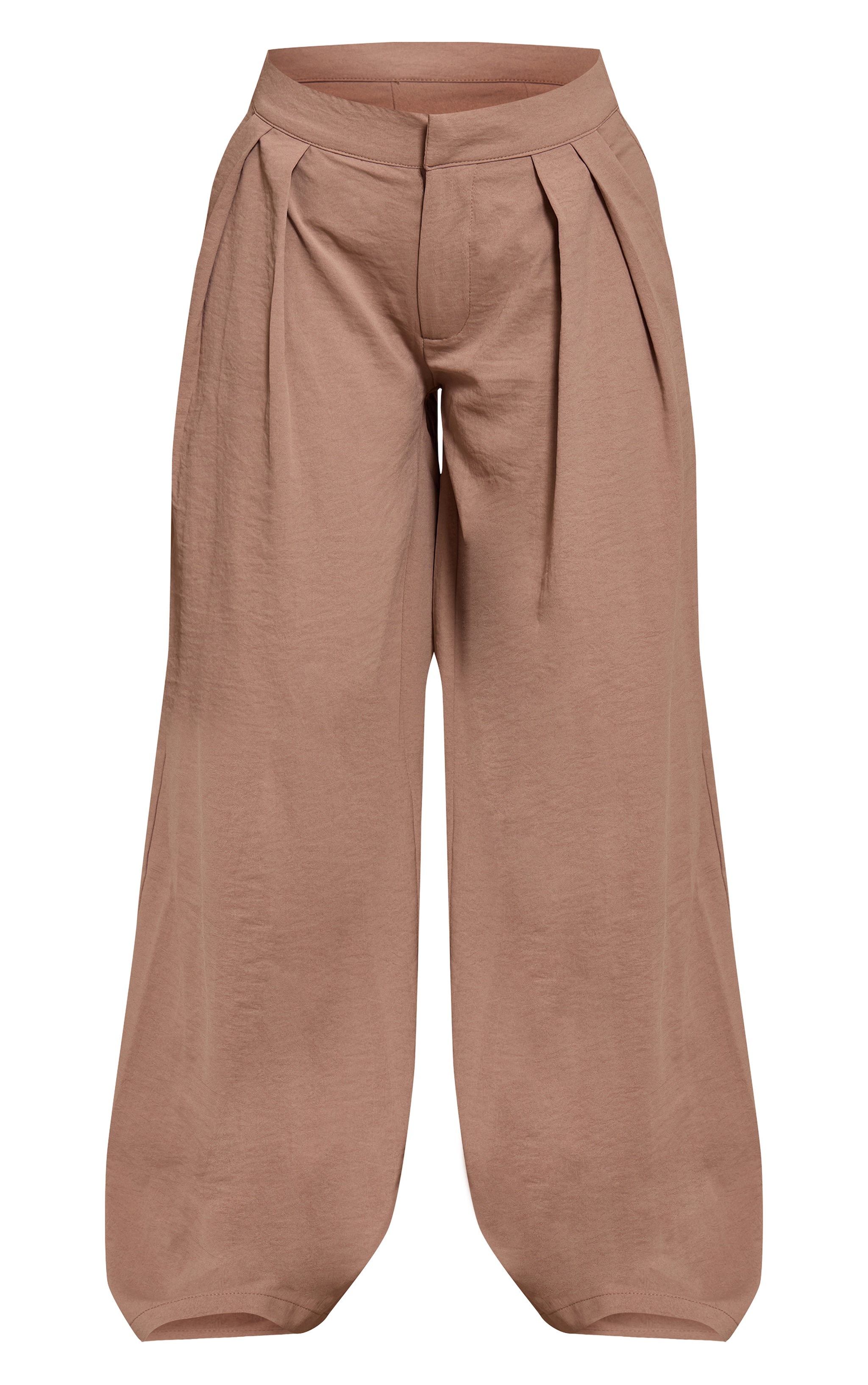 Petite Pantalon large tissé gris champignon à double plissures image 5