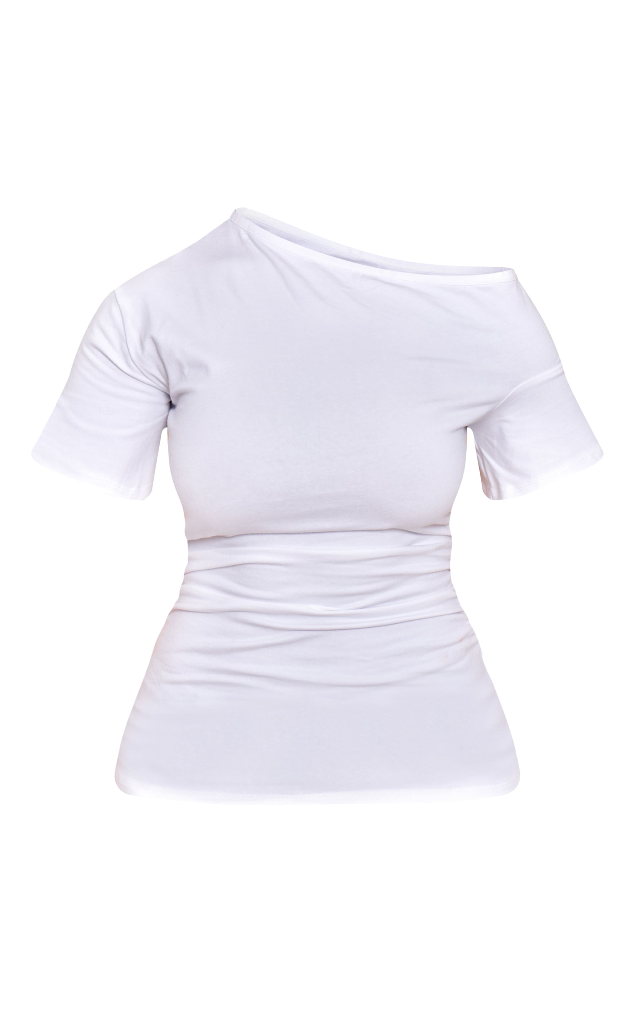 Shape White Off Shoulder Ruched Side T-shirt image 5