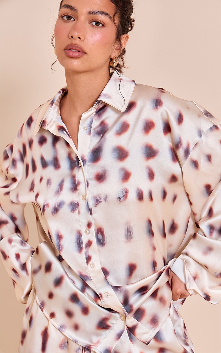 Cream Shell Printed Satin Shirt image 4