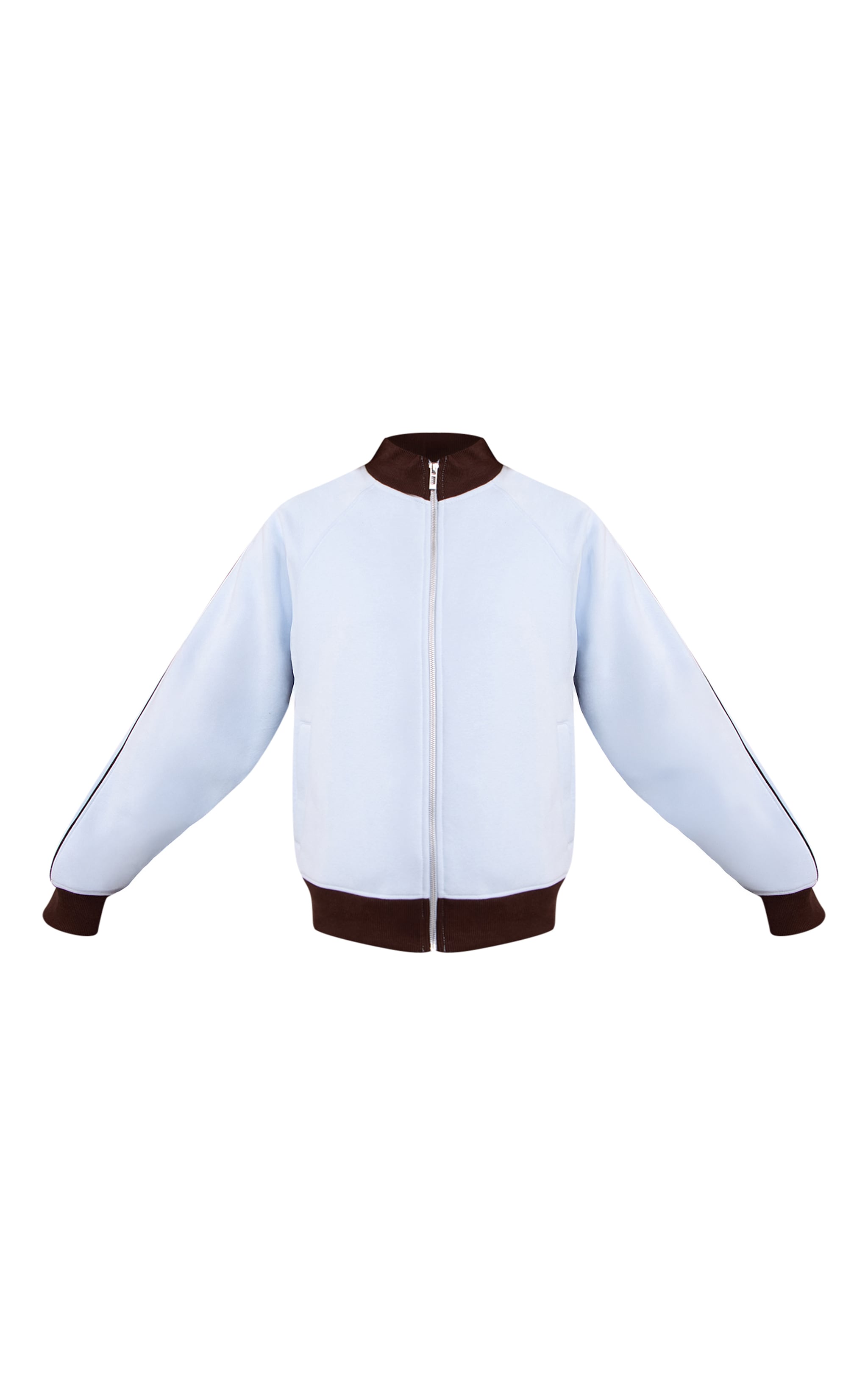 Blue Contrast Zip Up Funnel Neck Sweatshirt image 5