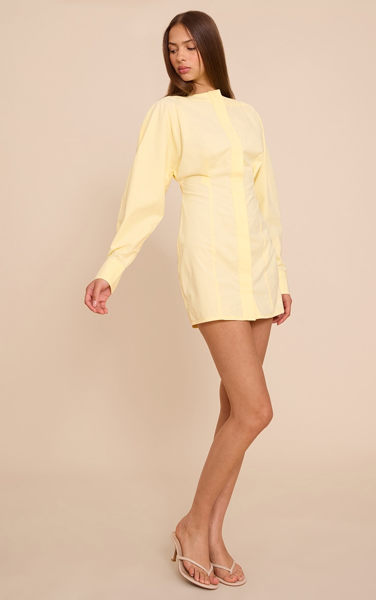 Lemon Button Down Boat Neck Cocoon Sleeve Bodycon Dress image 3