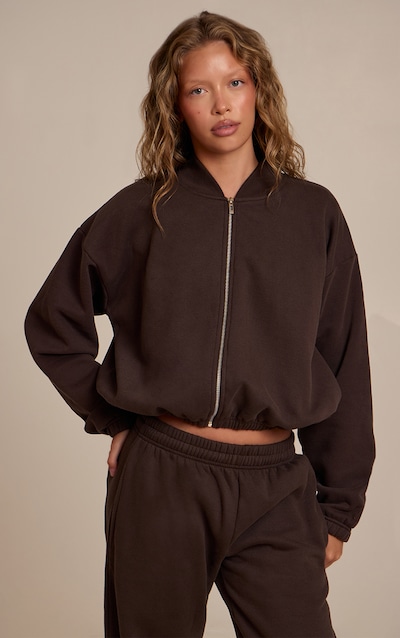 Veste bomber en coton polaire espresso