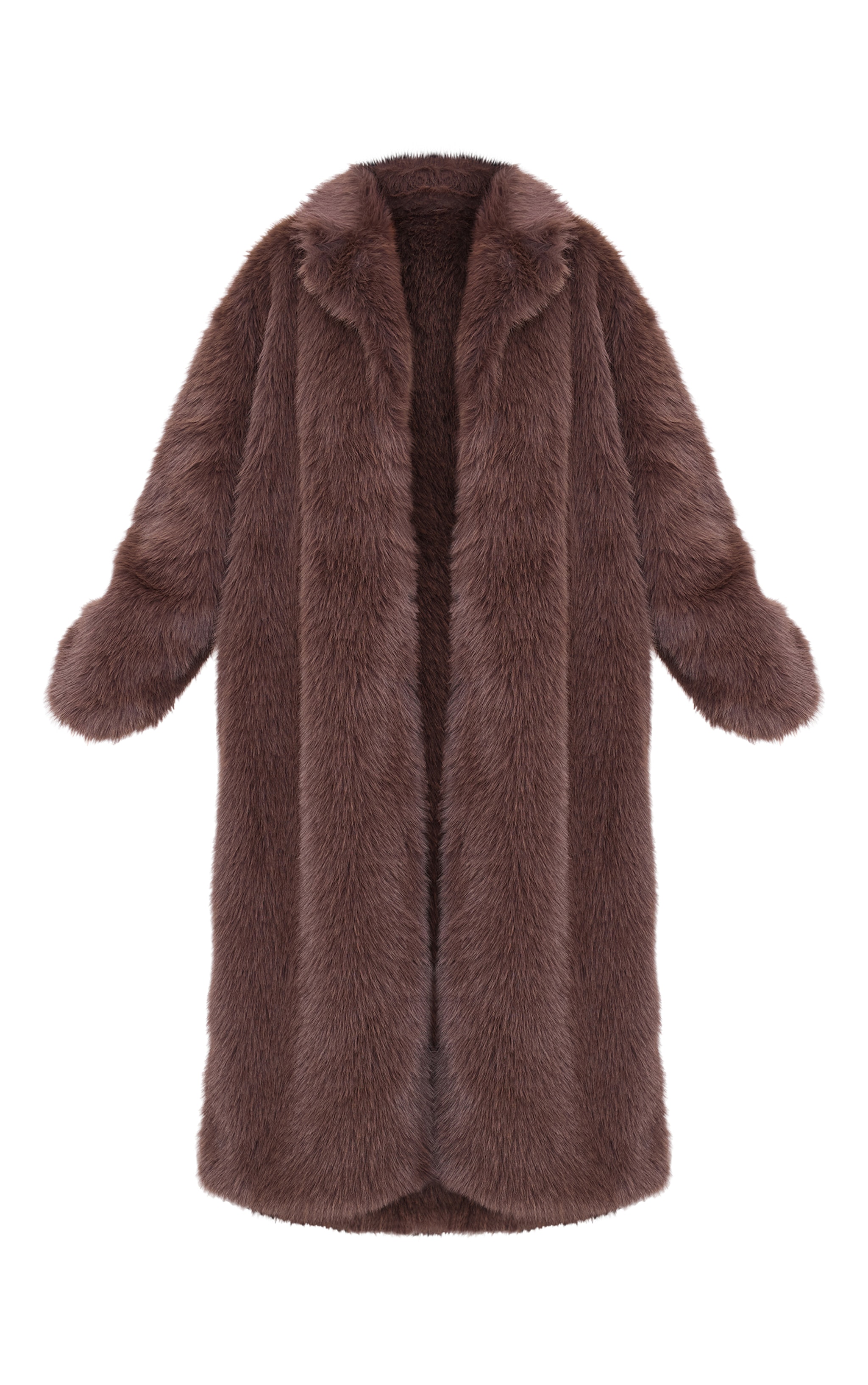 Plus Dark Brown Collar Detail Soft Faux Fur Maxi Coat image 5