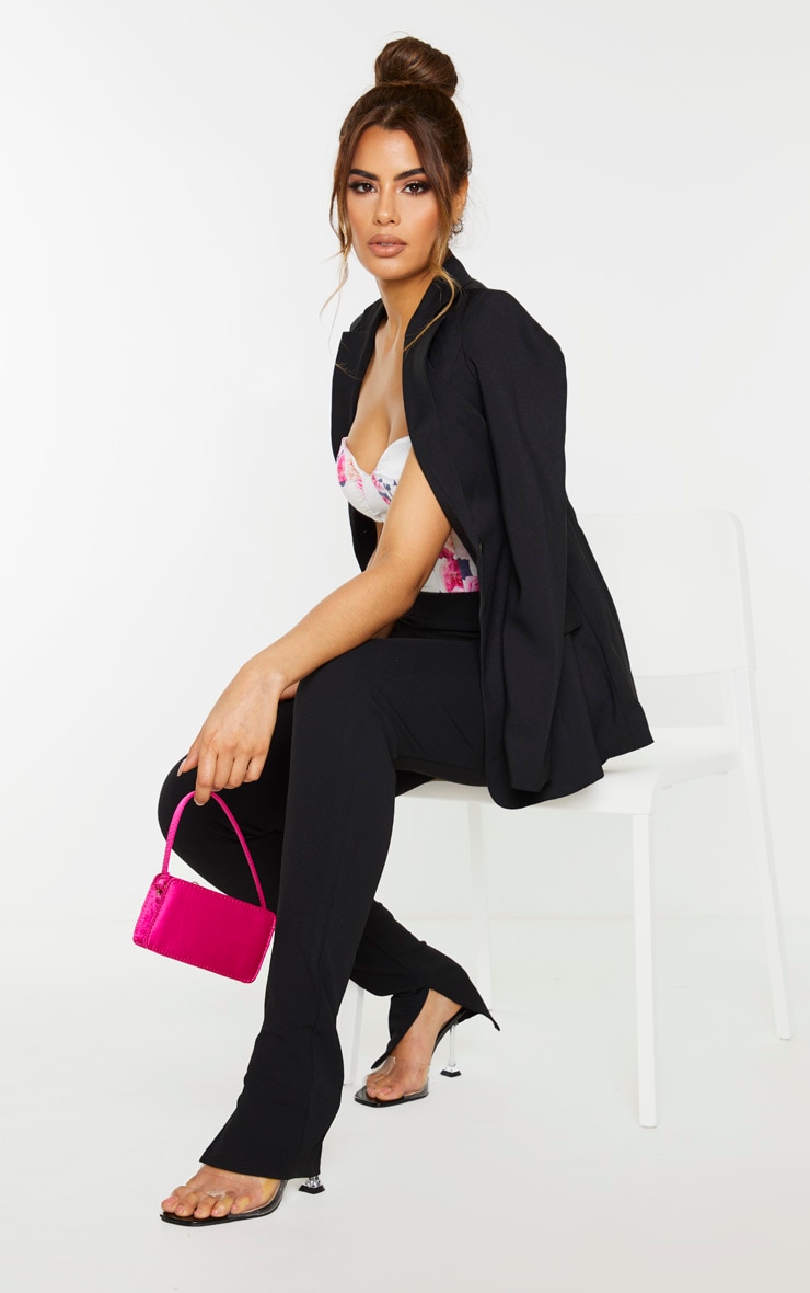 Tall Black Back Seam Split Hem Crepe Trouser