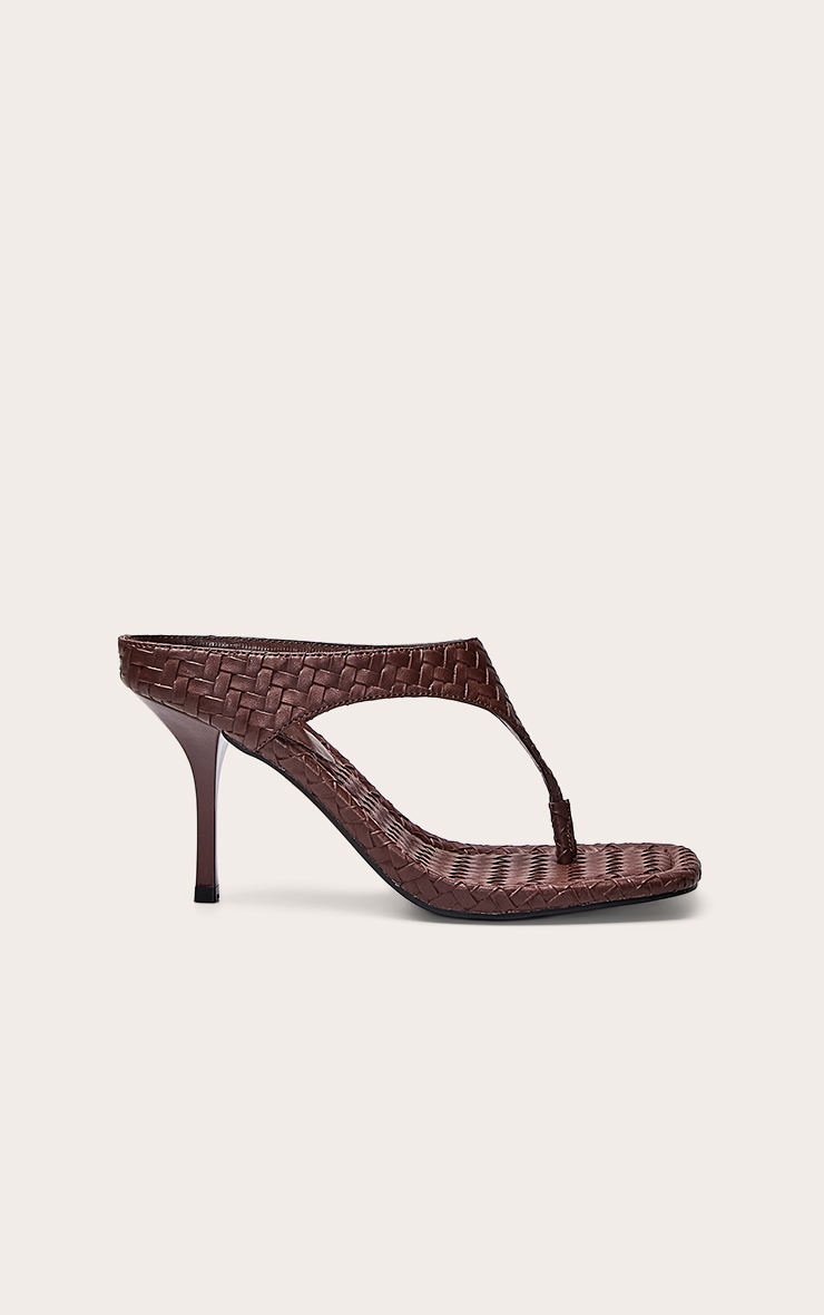 Mules style tongs carrées tissée chocolat image 2