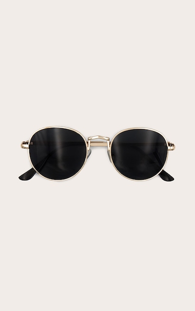 Black Rounded Lens Retro Sunglasses