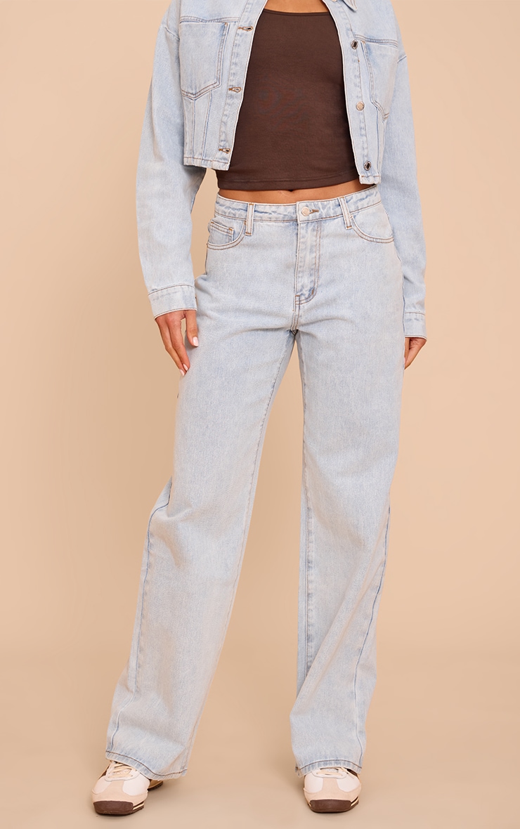 Tall Jean droit bleu clair taille haute image 2