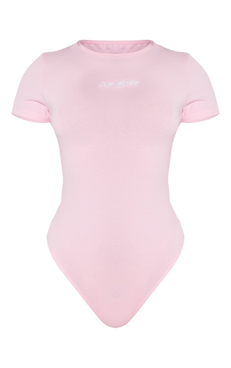 Petite Pink Prettylittlething Short Sleeve Bodysuit image 5