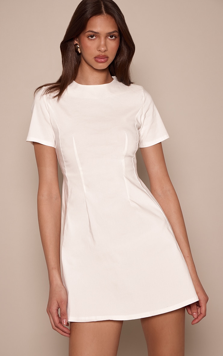Cream Cap Sleeve Shift Dress image 1