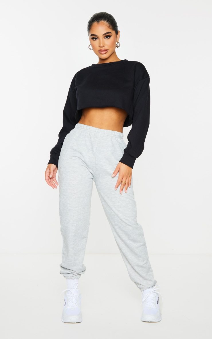 Petite Black Cropped Sweatshirt image 3