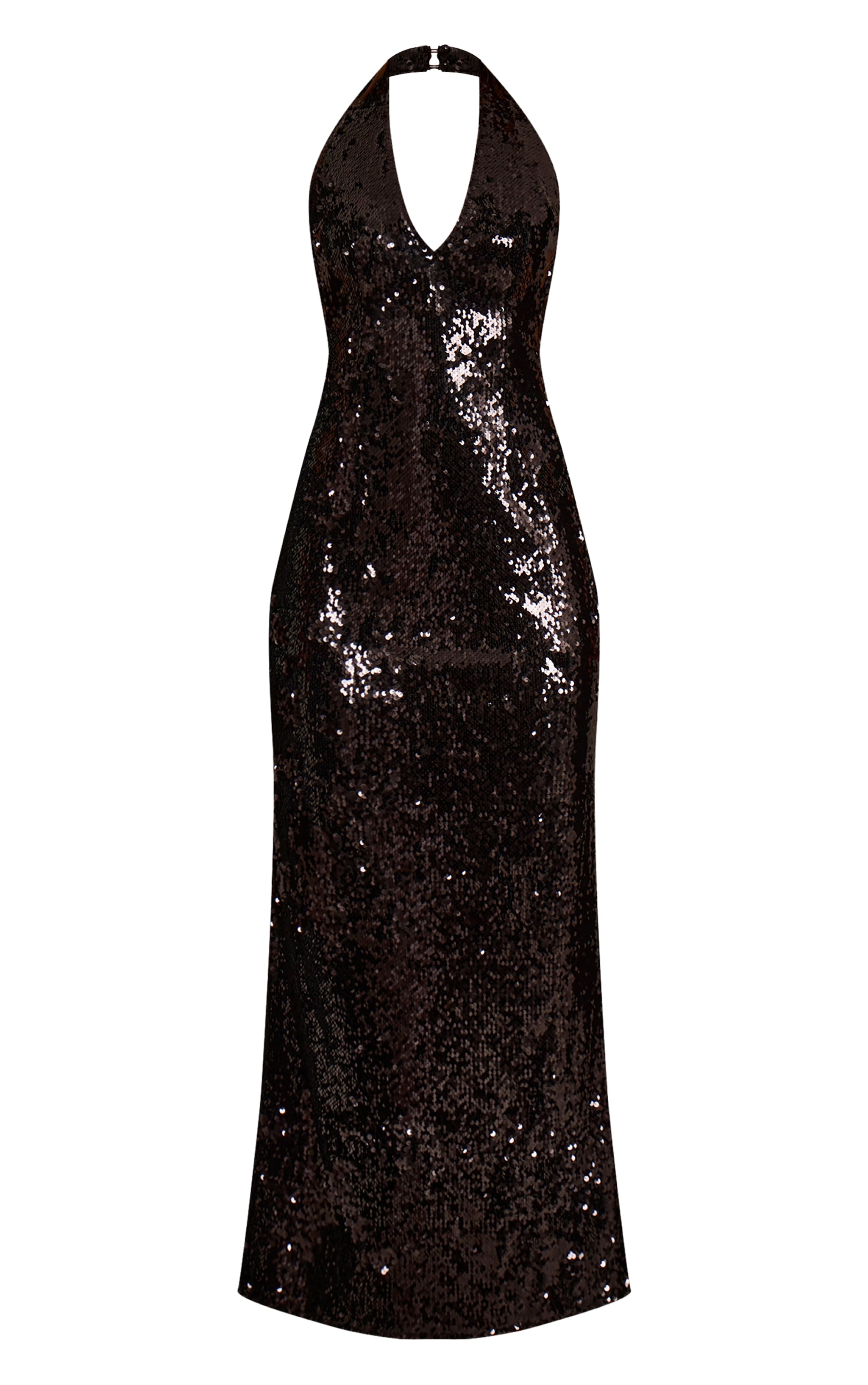 Black Sequin Halterneck Maxi Dress image 5