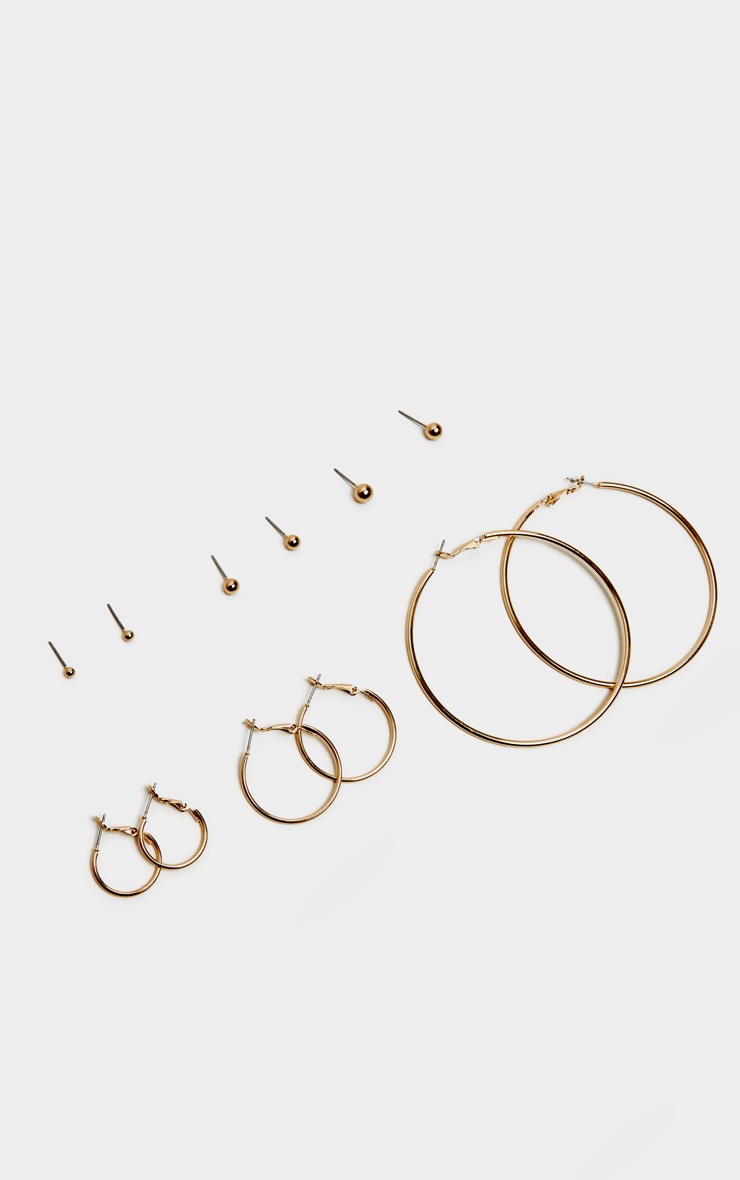 Gold Multi Pack Stud And Hoop Earrings | PrettyLittleThing