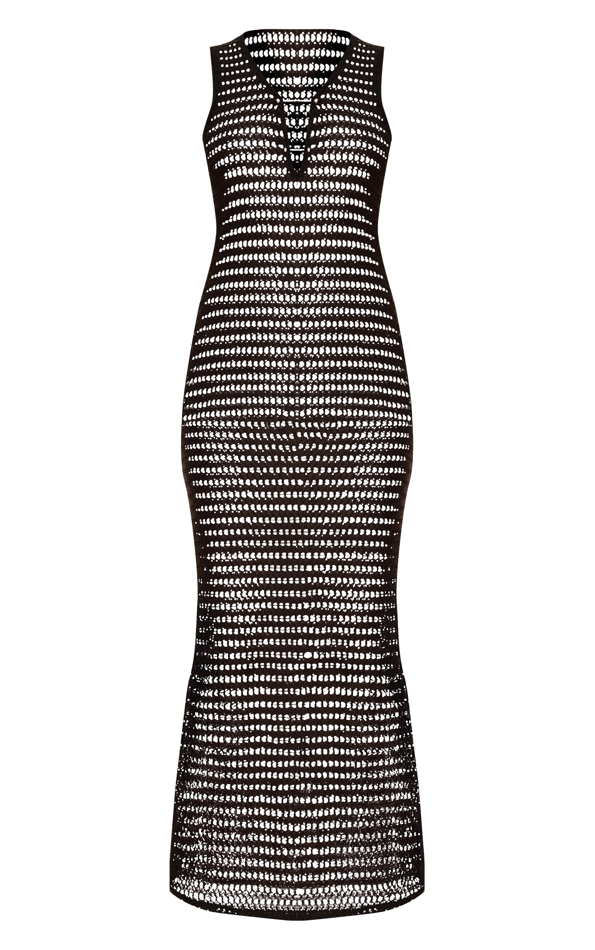Black Trim Detail Crochet Maxi Dress image 5