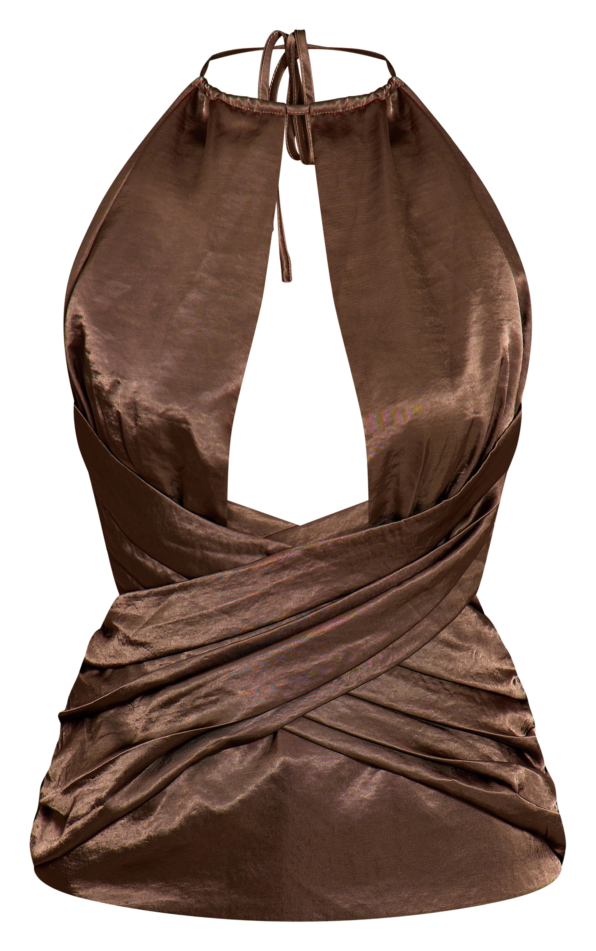 Dark Olive Crinkle Satin Wrap Corset Top image 5