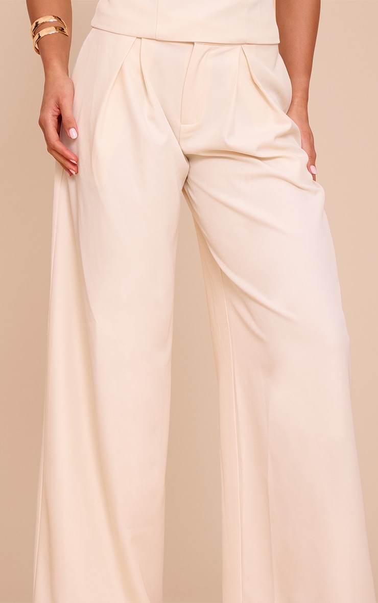 Tall Cream Tailored Woven Wide Leg Pants image 4