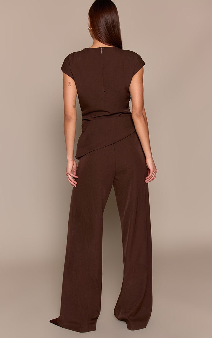 Chocolate High Neck Ruched Side Jumpsuit image 2