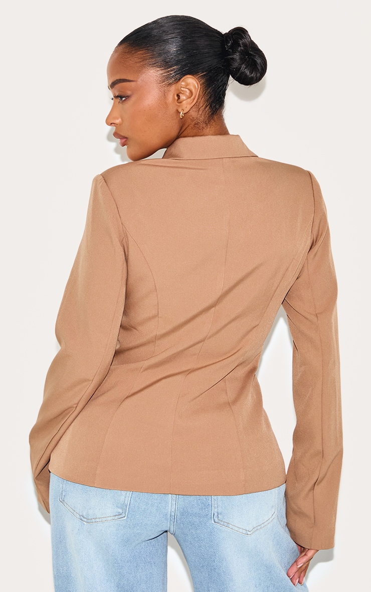 Shape Taupe Tailored Plunge Neck Cinched Waist Blazer image 2