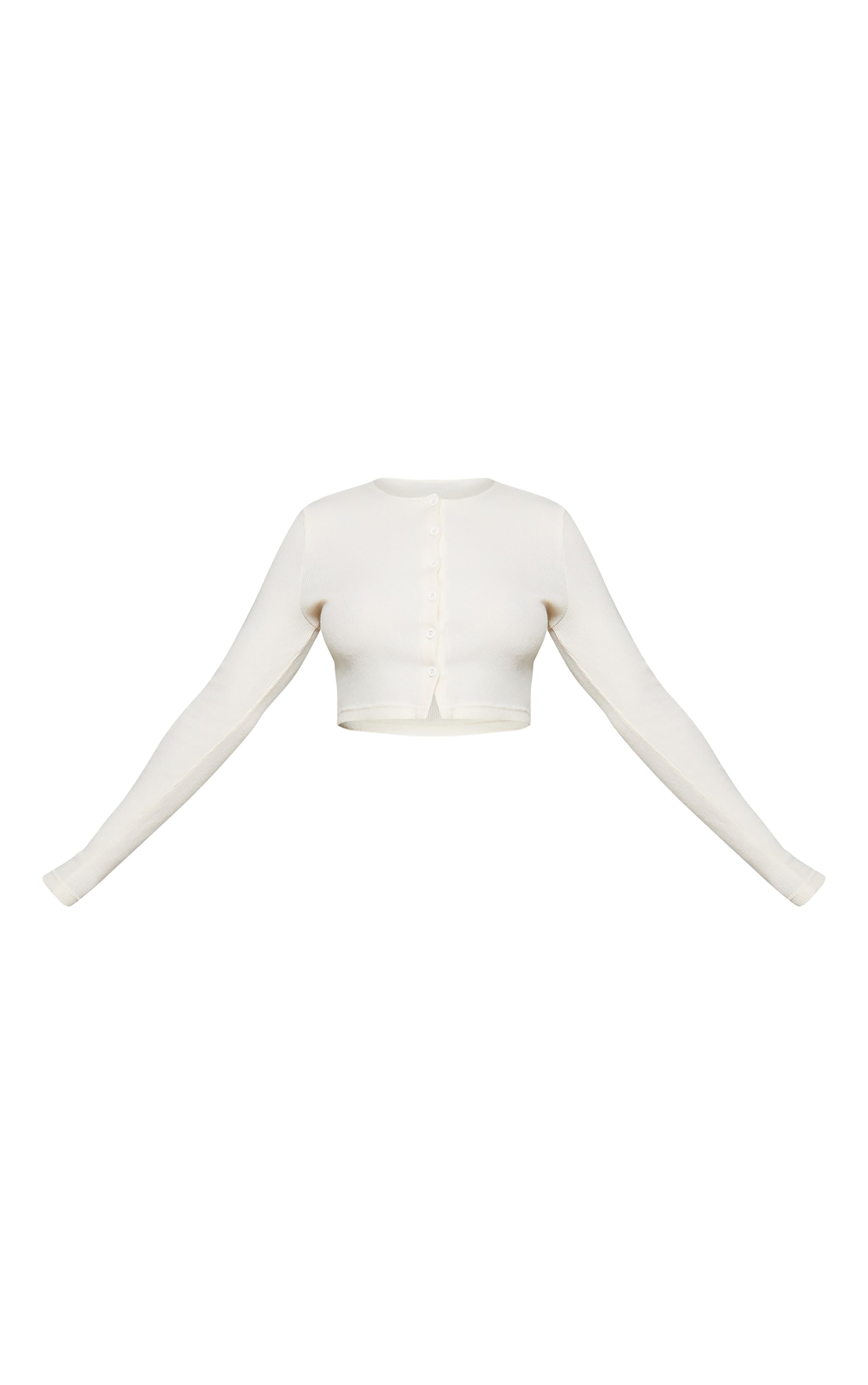Cream Brushed Rib Button Front Cardigan image 5