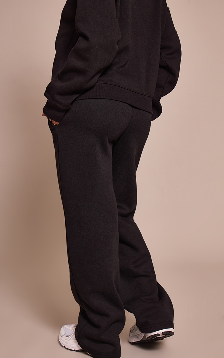 Petite Black Seam Detail Straight Leg Sweatpants image 3