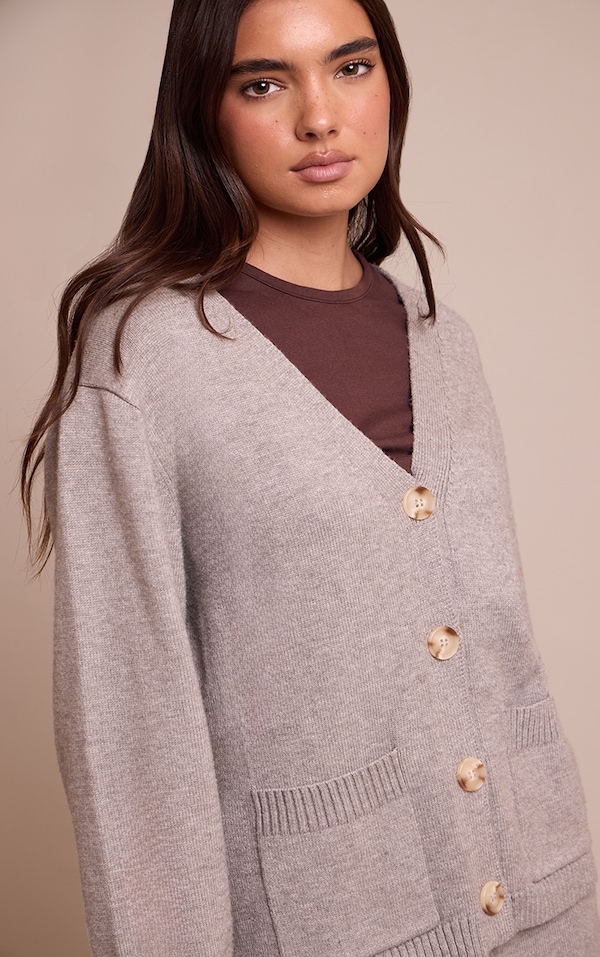 Soft Grey Turn Back Cuff Cardigan