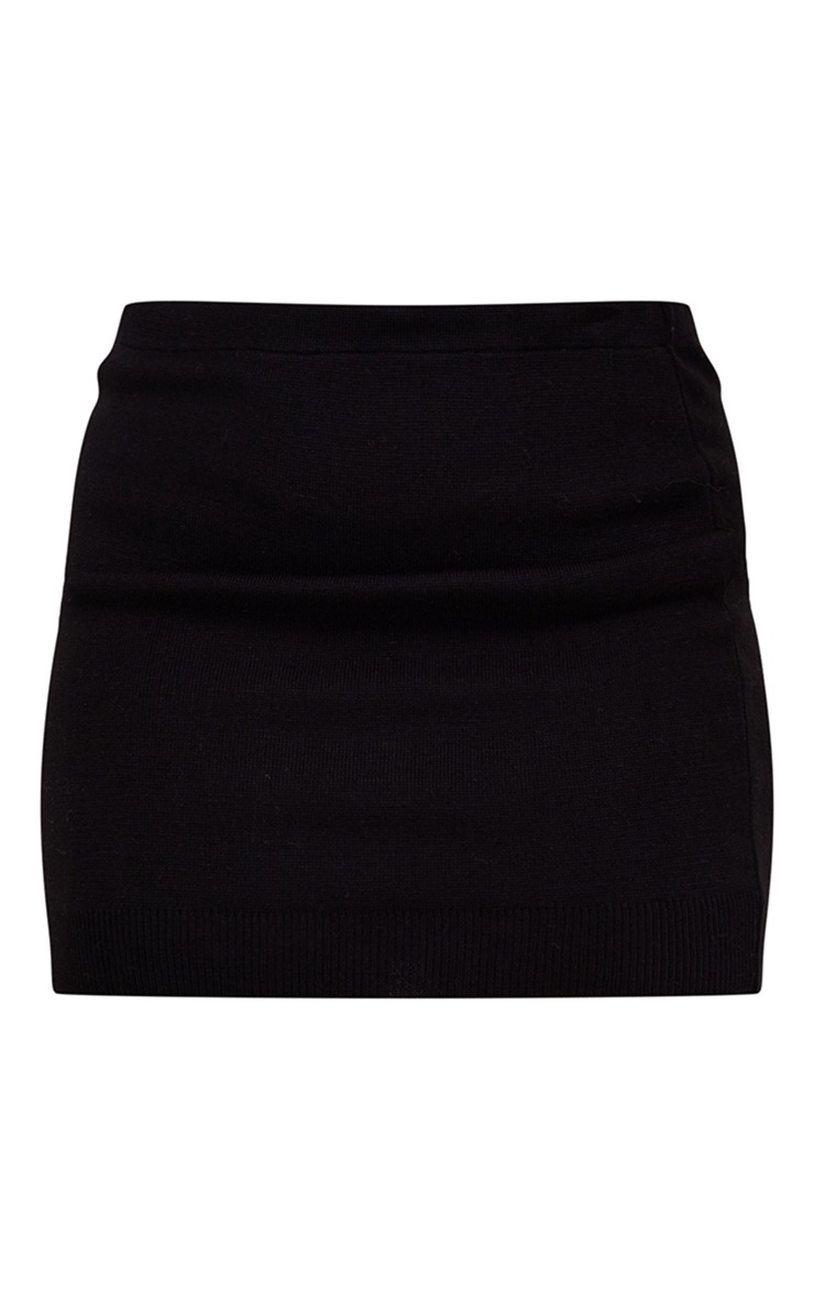 Plus Black Knitted Bodycon Skirt image 5