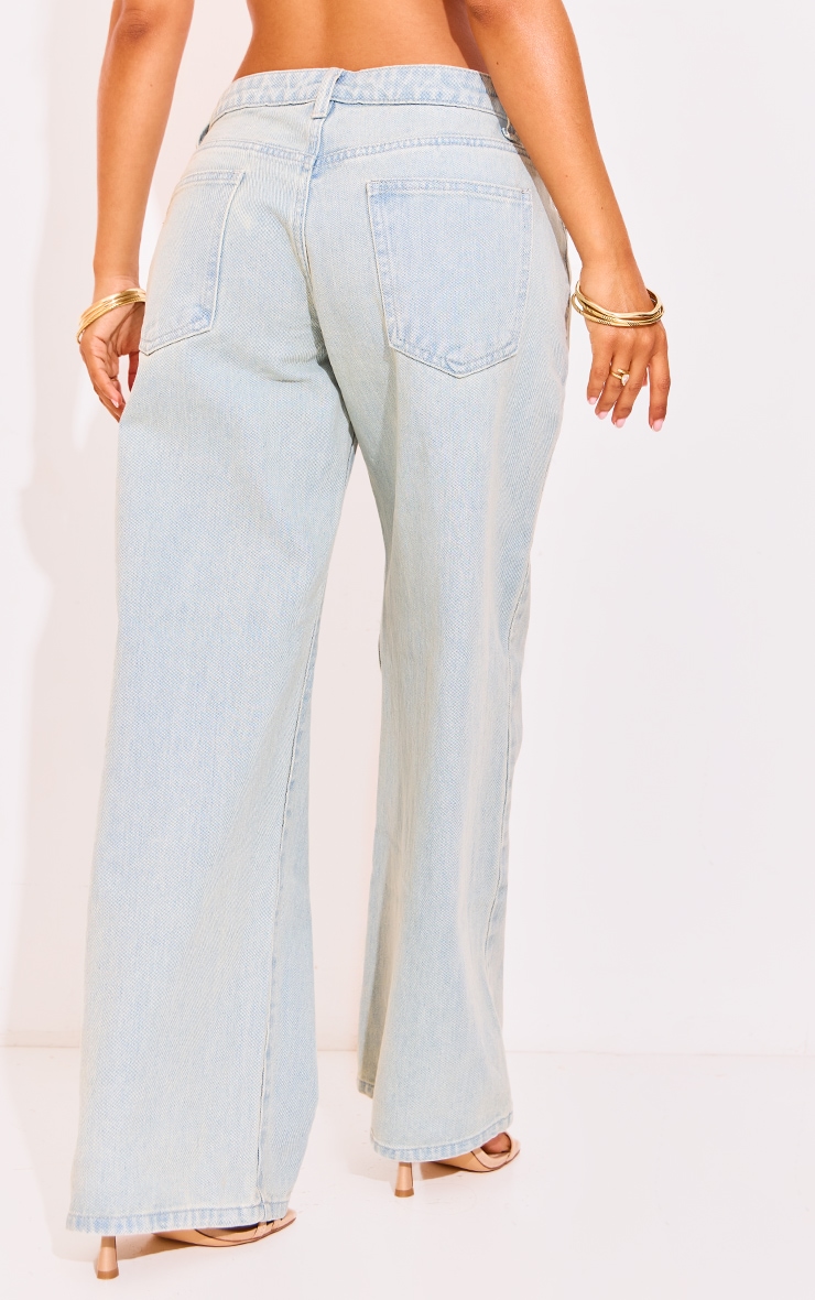 Petite Vintage Bleach Wash Low Rise Boyfriend Jeans image 3