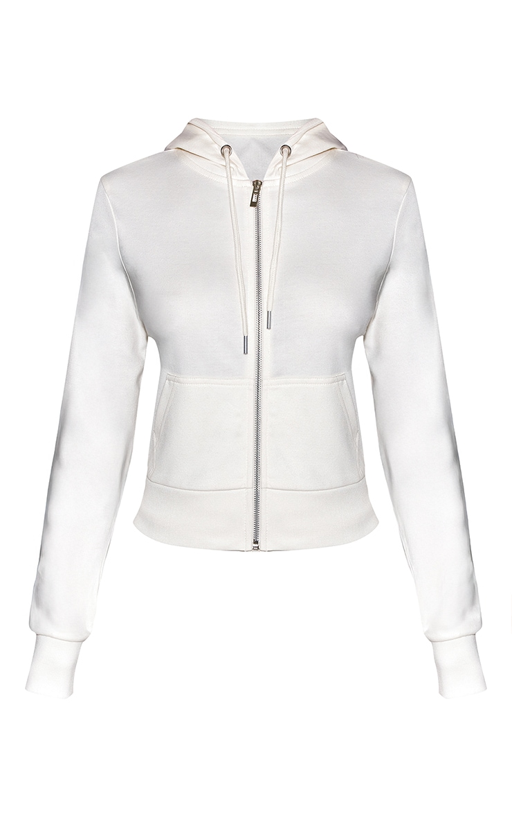Petite White Zip Up Fitted Hooded Jacket image 5