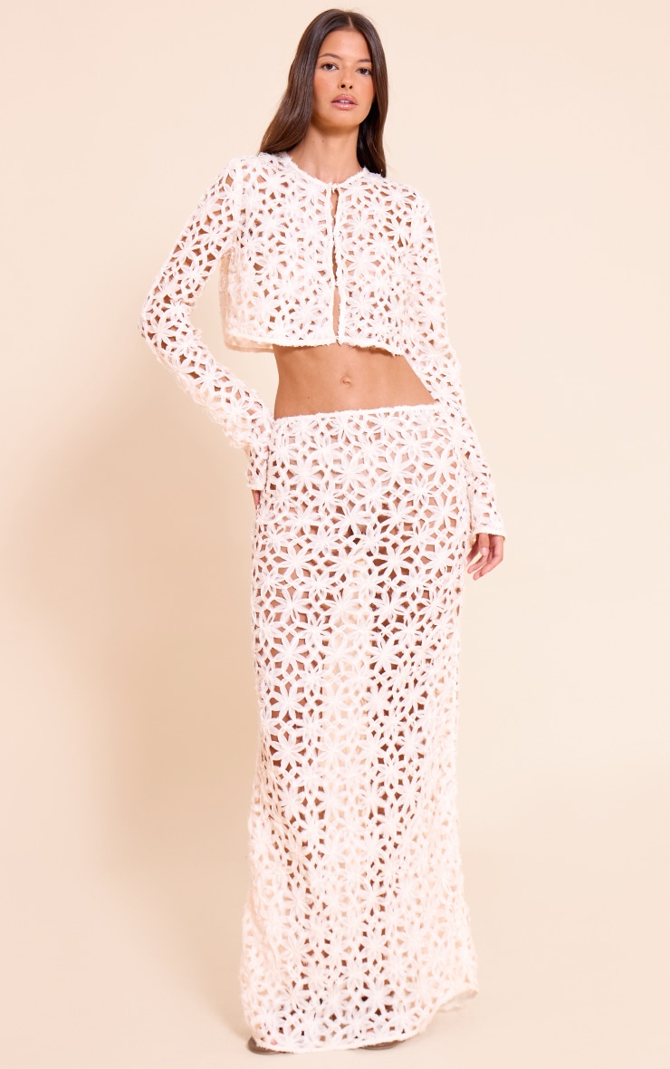 Natural Textured Floral Maxi Skirt image 1