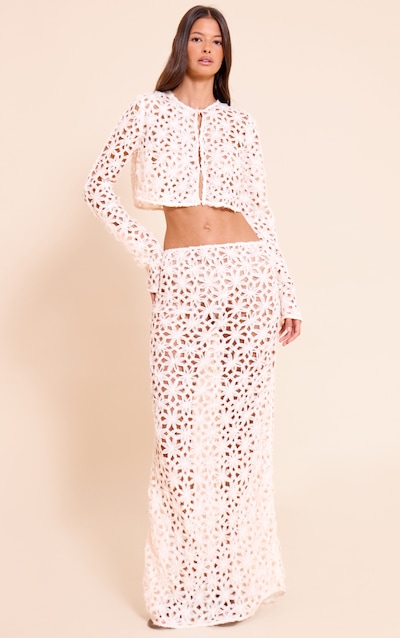 Natural Textured Floral Maxi Skirt