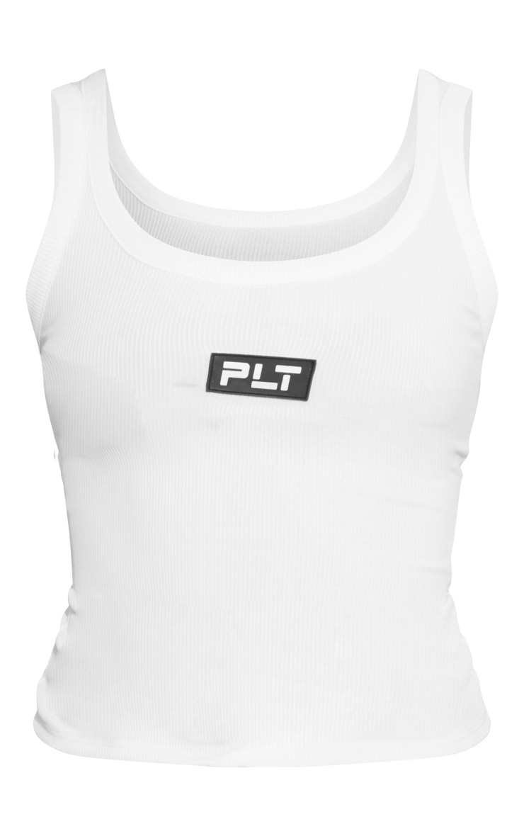 PRETTYLITTLETHING White Badge Rib Racer Top image 2