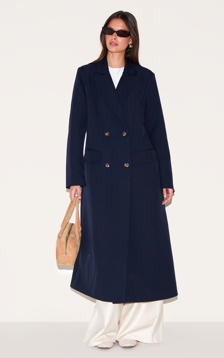 Manteau style duster long bleu marine image 3